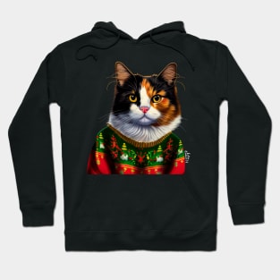 Cat  Wearing Christmas Sweater Hoodie